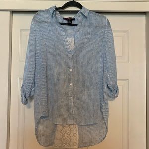 Blue and white stripe shirt